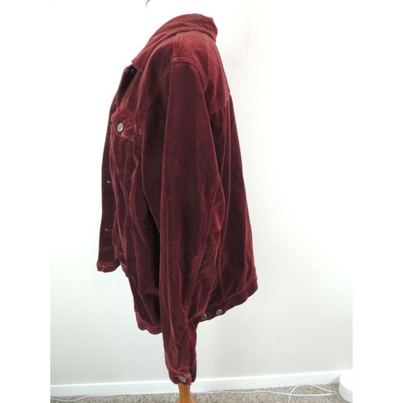 Vintage Eddie Bauer Maroon Velour Jacket Mens XXL Tall - Picture 2 of 5